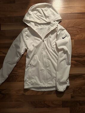 Nike Women's White Hooded Utility Jacket with Black Swoosh